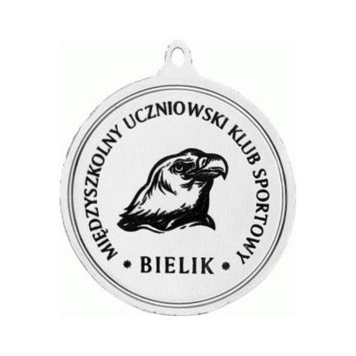 7. Medal srebrny z miejscem na emblemat 50 mm - medal stalowy grawerowany laserem- RMI