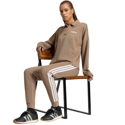6. Spodnie damskie adidas Essentials 3-Stripes Fleece Slim beżowe KF8317