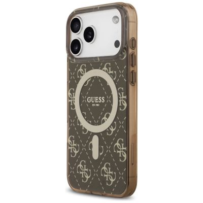 2. Etui Guess IML 4G Background MagSafe na iPhone 17 Pro - brązowe