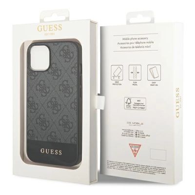 8. Etui Guess 4G Stripe Collection na iPhone 14 / 15 Plus - szare