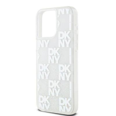 6. Etui DKNY Liquid Glitter Multilogo na iPhone 15 Pro Max - białe