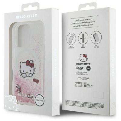 8. Etui Hello Kitty Liquid Glitter Sweet Kitty Bows MagSafe na iPhone 16 Pro - białe