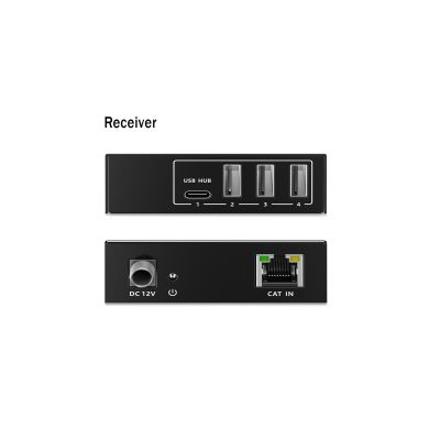 4. Przedłużacz (extender) po skrętce kat.6A USB 3.1 Gen1 do 100m, 3x USB-A, 1x USB-C do 5 Gbps, 1x RJ45 (Gigabit Ethernet) - zestaw (odbiornik/nadajnik)