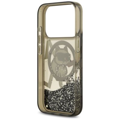 7. Etui Karl Lagerfeld Liquid Glitter Choupette Logo MagSafe na iPhone 17 Pro - czarne