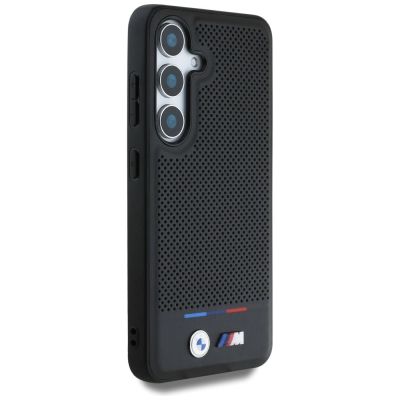 4. Etui BMW Leather Tricolor Stripe MagSafe na Samsung Galaxy S25+  - czarne