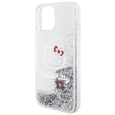 6. Etui Hello Kitty Liquid Glitter Charms Kitty Head na iPhone 14 - srebrne