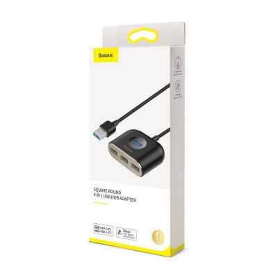 17. HUB Baseus Square USB-A do 1x USB-A 3.2 Gen 1 / 3x USB 2.0 z kablem 1m - czarny