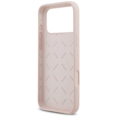 7. Etui Guess Silicone Big 4G Script na iPhone 17 Pro Max - różowe