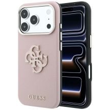 Etui Guess Grained & Big Resin Logo na iPhone 18 Pro / 17 Pro - różowe