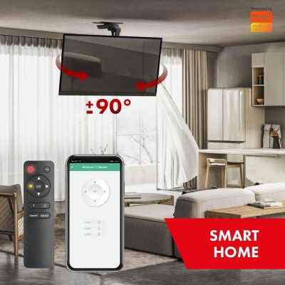 8. Uchwyt elektryczny do TV Maclean, sufitowy, obsługa Tuya, max. VESA 800x400, reg. w poz. +90°~-90°, dla TV 43-86", max. 45kg, MC-109 T