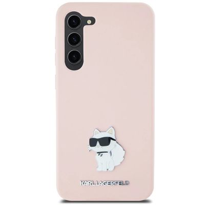3. Etui Karl Lagerfeld Silicone Choupette Metal Pin na Samsung Galaxy S23+ - różowe