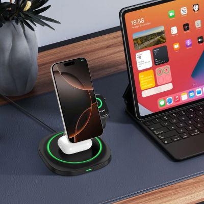9. Ładowarka indukcyjna Tech-Protect QI15W-A46 3w1 Magnetic MagSafe - czarna
