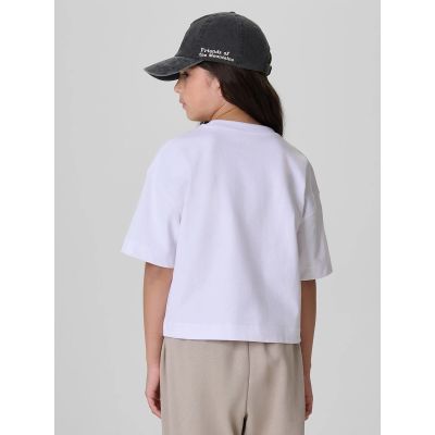 2. T-shirt boxy z nadrukiem dziewczęcy 4F 4FJKAW26TTSHF4426-10S
