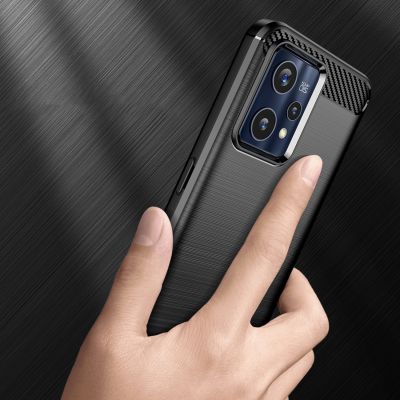 2. Carbon Case elastyczne etui pokrowiec Realme 9 Pro + (9 Pro Plus) czarny