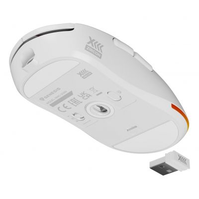 10. GENESIS Zircon XIII myszka Gaming Oburęczny RF Wireless + USB Type-C Optyczny 26000 DPI