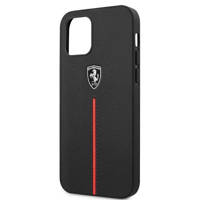 6. Etui Ferrari Off Track Leather Nylon Stripe na iPhone 12 Pro Max - czarne