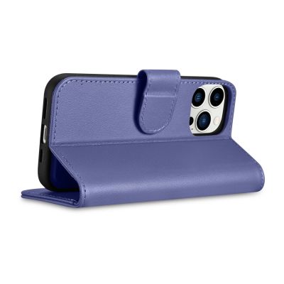 7. iCarer Wallet Case 2in1 etui iPhone 14 Pro skórzany pokrowiec z klapką Anti-RFID jasnofioletowy (WMI14220726-LP)