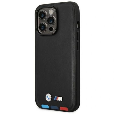 2. Etui BMW Leather Stamp Tricolor na iPhone 14 Pro - czarne