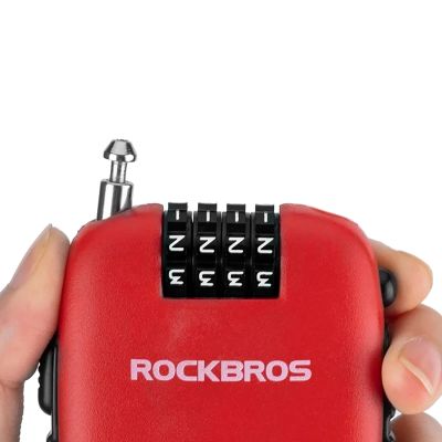 2. Zapięcie rowerowe Rockbros 32420981001 z linką zwijaną - czerwone