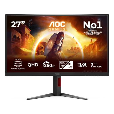 22. AOC G4 CQ27G4Z2P monitor komputerowy 68,6 cm (27") 2560 x 1440 px Quad HD LCD Czarny, Czerwony