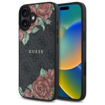 Etui Guess 4G Flowers Print MagSafe na iPhone 16 6.1" - czarne