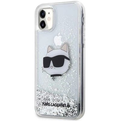 2. Etui Karl Lagerfeld Glitter Choupette Head na iPhone 11 / Xr - srebrne