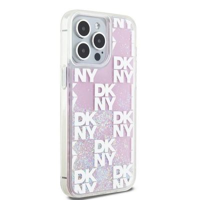 4. Etui DKNY Liquid Glitter Multilogo na iPhone 15 Pro Max - różowe