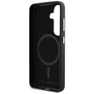 7. Etui Karl Lagerfeld Saffiano Full Wrapped Elongated Metal Logo MagSafe na Samsung Galaxy S25+ - czarne