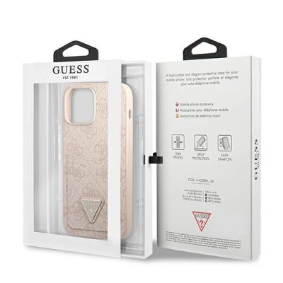 8. Etui Guess 4G Triangle Logo Cardslot na iPhone 13 Pro / 13 - różowe