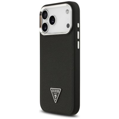 2. Etui Guess Grained Triangle Logo MagSafe na iPhone 17 Pro Max - czarne