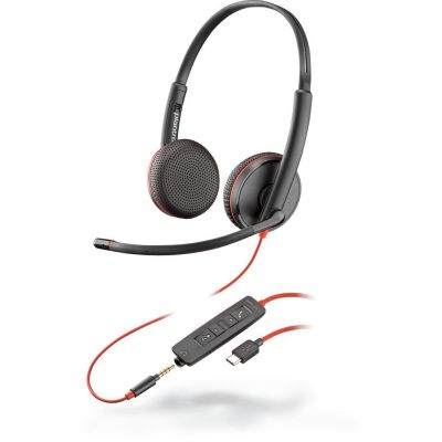 9. Poly Blackwire 3225 Stereo USB-C Headset +3.5mm Plug +USB-C/A Adapter (Bulk)