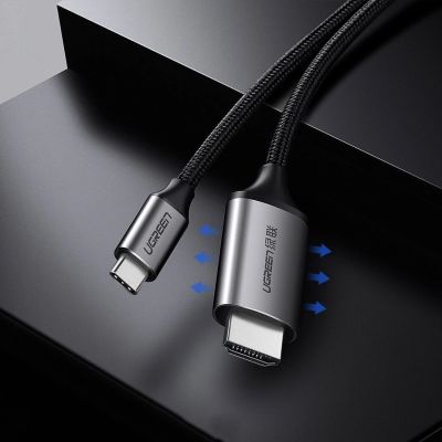 12. Ugreen kabel przewód HDMI - USB Typ C 4K 60 Hz 1,5 m czarno-szary (MM142 50570)