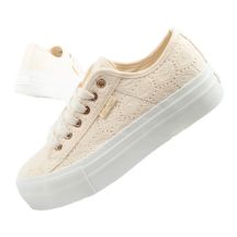 Lee Cooper buty sportowe damskie trampki koronkowe beżowe platforma
