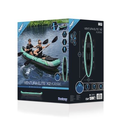 25. Bestway 65052 / 24 kajak sportowy 2 os. Czarny, Zielony, Szary, Miętowy Kopolimer akrylonitrylo-butadieno-styrenowy (ABS), Nylon, Poliester, Polipropylen (PP), Polichlorek winylu (PVC) Nadmuchiwany kajak