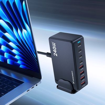 6. Stacja ładująca Wozinsky 240W GaN QC3 - czarna