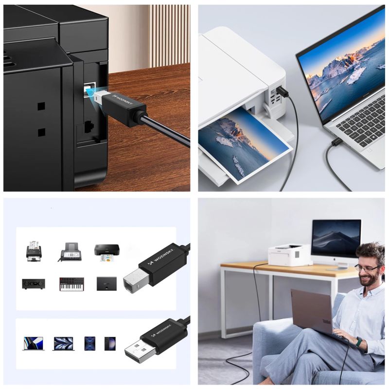 10. Kabel Wozinsky WKDDY4S USB-B - USB-A 480Mb/s 1m - czarny