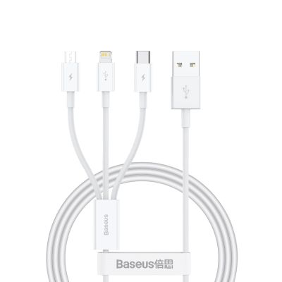 Kabel Baseus Superior Series USB-A - USB-C / Lightning / micro USB 3.5A 0.5m - biały