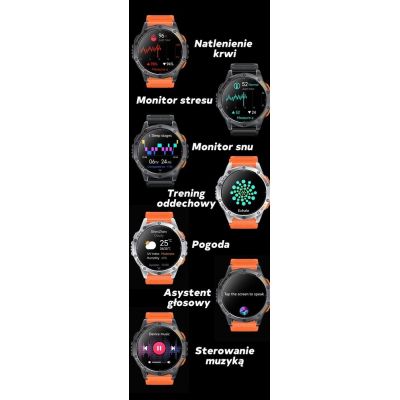 26. Smartwatch Męski GRAVITY GPS GT24-1 Czarny Pasek Silikonowy + Granatowy Pasek Silikonowy