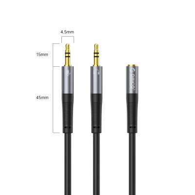 2. Adapter audio Orico AX1 mini jack 3.5 mm rozdzielacz na słuchawki i mikrofon 0.5 m - czarny