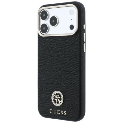 2. Etui Guess Grained Round Strass Logo MagSafe na iPhone 18 Pro / 17 Pro - czarne