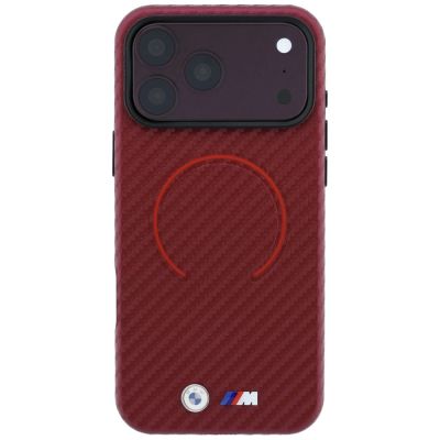 3. Etui BMW M Carbon Printed Ring MagSafe na iPhone 18 Pro Max / 17 Pro Max - burgundowe