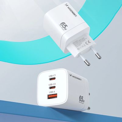 9. Ładowarka sieciowa GaN Wozinsky CGWCW 65W USB-A / 2 x USB-C - biała
