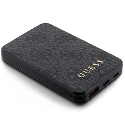 3. Powerbank Guess 4G Leather Metal Logo 15W 5000mAh - czarny