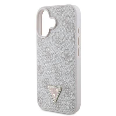 6. Etui Guess Leather Metal Logo Strass Crossbody na iPhone 16 - różowe