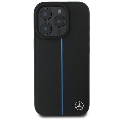 3. Etui Mercedes MB Blue Line Leather MagSafe na iPhone 16 Pro - czarne