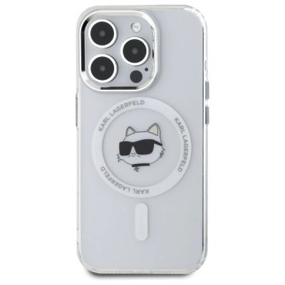 3. Etui Karl Lagerfeld IML Metal Choupette Head MagSafe na iPhone 15 Pro - białe