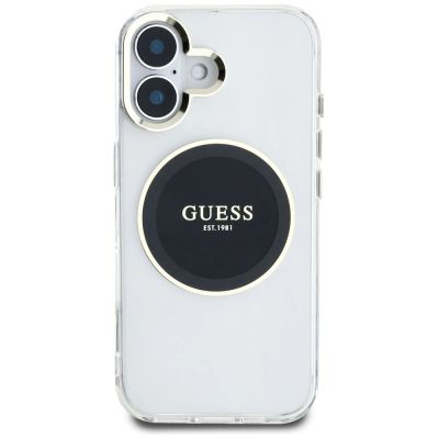 3. Etui Guess IML Metal Colored Circle Classic Logo MagSafe na iPhone 16 - czarne