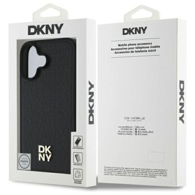 8. Etui DKNY Repeat Pattern Stack Logo MagSafe iPhone 16 - czarne