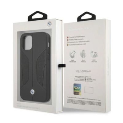 8. Etui BMW Leather Perforate Sides na iPhone 12 Pro Max - czarne