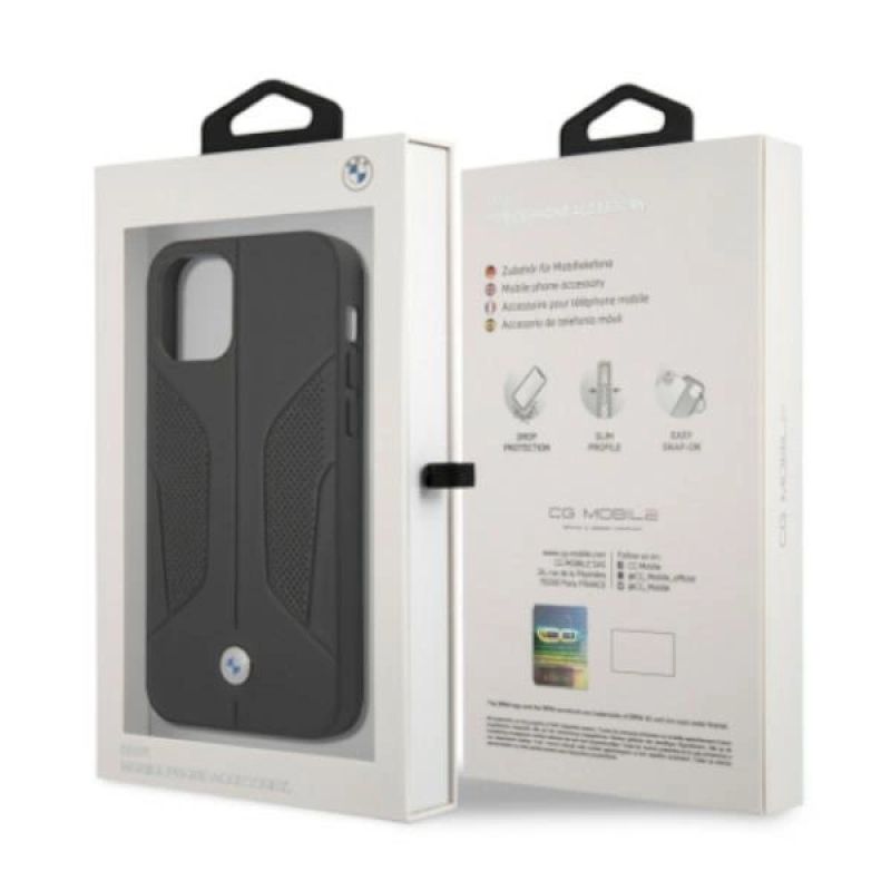 8. Etui BMW Leather Perforate Sides na iPhone 12 Pro Max - czarne